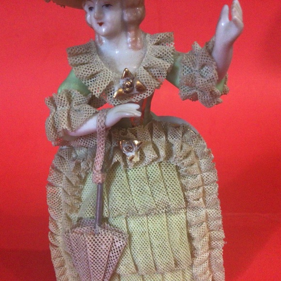 NIPPON YOKO BOEKI DRESDEN STYLE LADY FIGURINE WITH PARASOL 1950,S - Picture 5 of 11